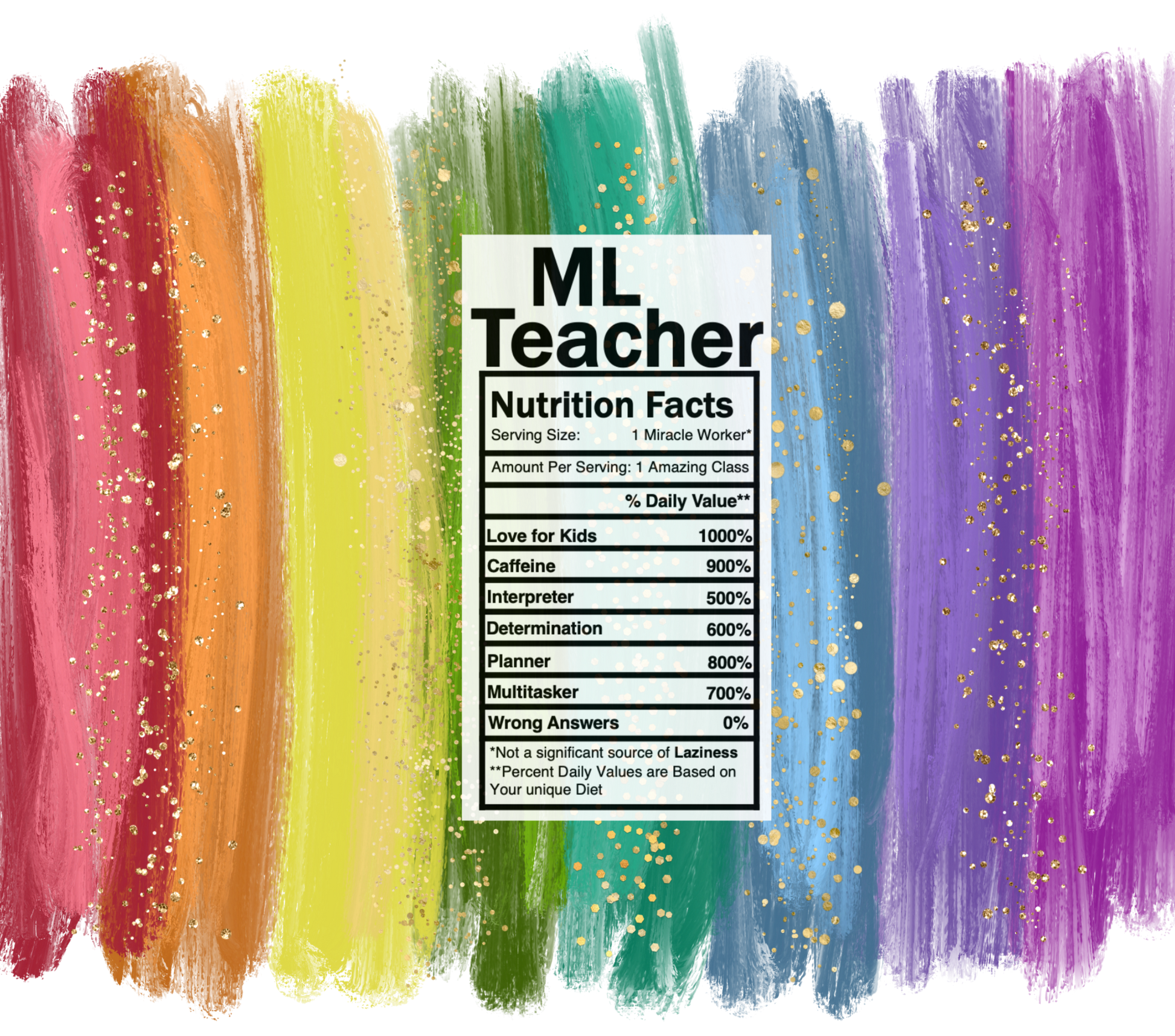 bright rainbow ML teacher nutrition facts svg