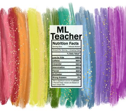 bright rainbow ML teacher nutrition facts svg