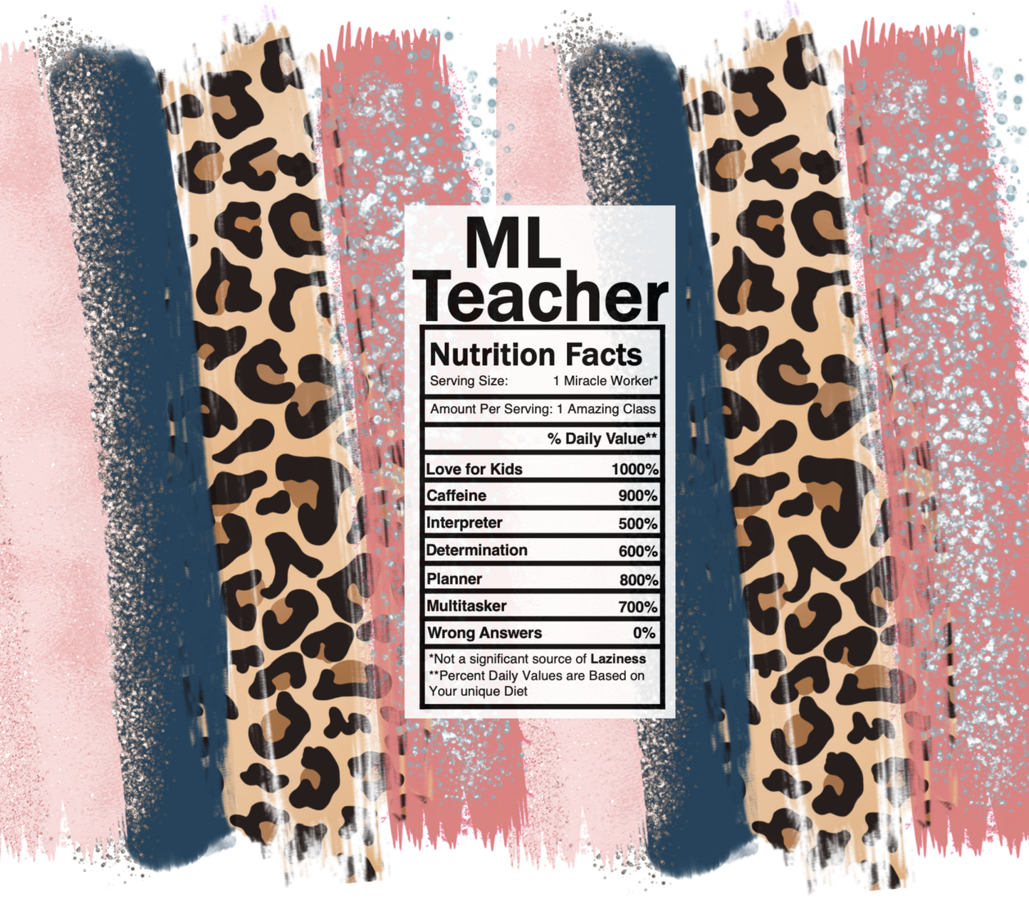 pink leopard ML teacher nutrition facts svg