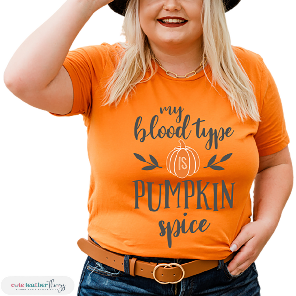 pumpkin spice shirt, trendy thanksgiving tee, teacher's thanksgiving dinner outfit