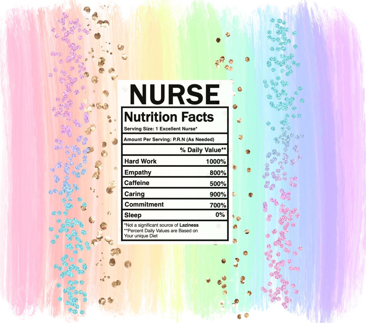 pastel rainbow nurse nutrition facts svg