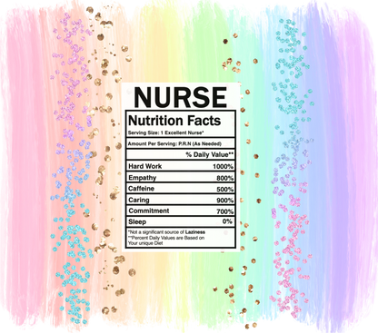 pastel rainbow nurse nutrition facts svg