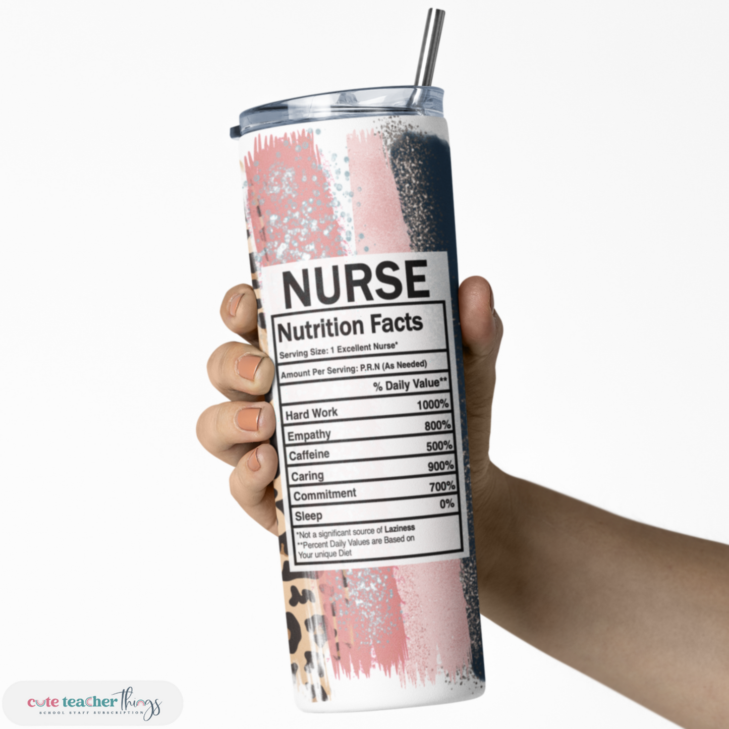 pink leopard nurse nutrition facts skinny tumbler, RN tumbler, leopard print tumbler