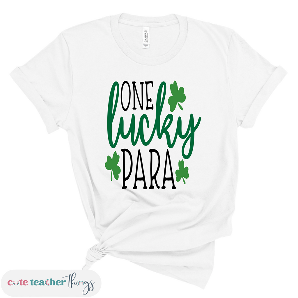 one lucky para tee, trendy st. patrick's day design shirt, st. pattys school para