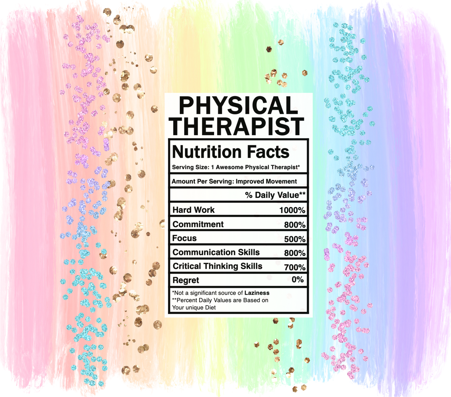 pastel rainbow physical therapist nutrition facts svg