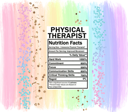 pastel rainbow physical therapist nutrition facts svg