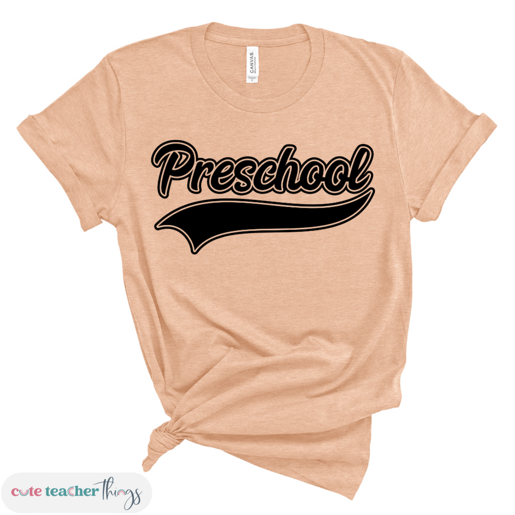preschool swoosh tee, preschool teacher shirt