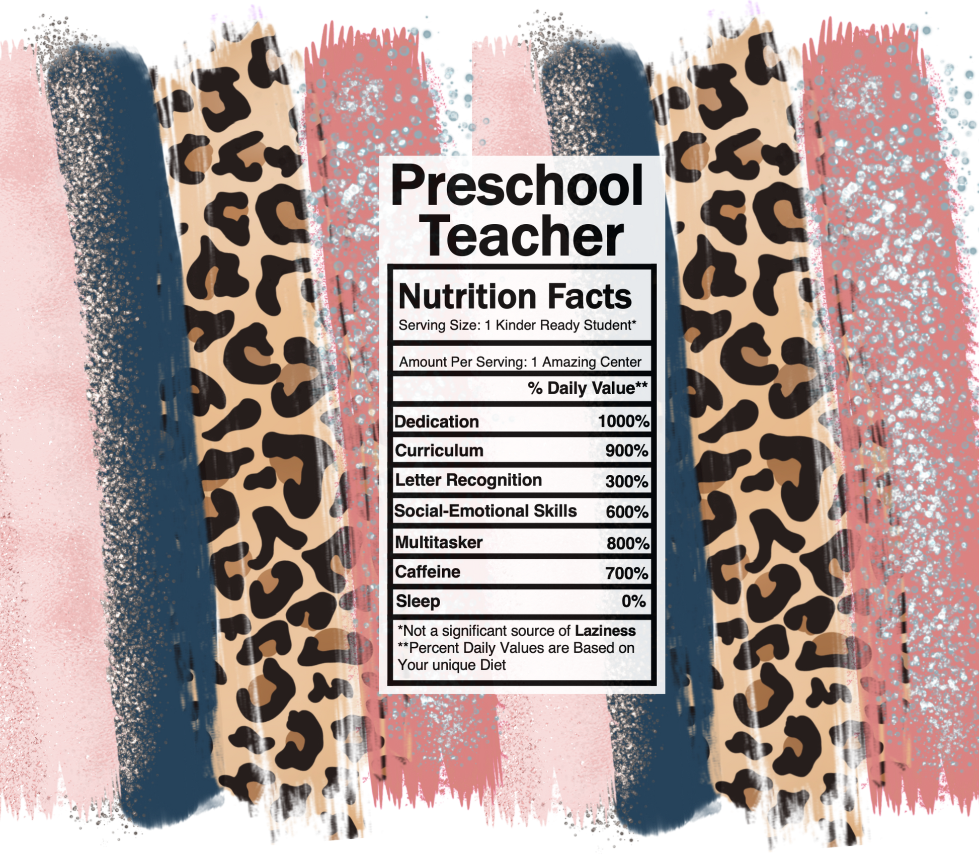 pink leopard preschool nutrition facts svg