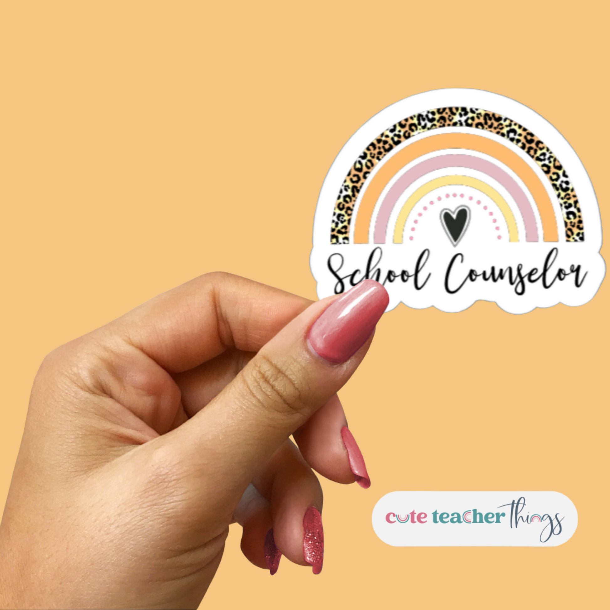 weather proof, leopard print rainbow sticker for school counselor