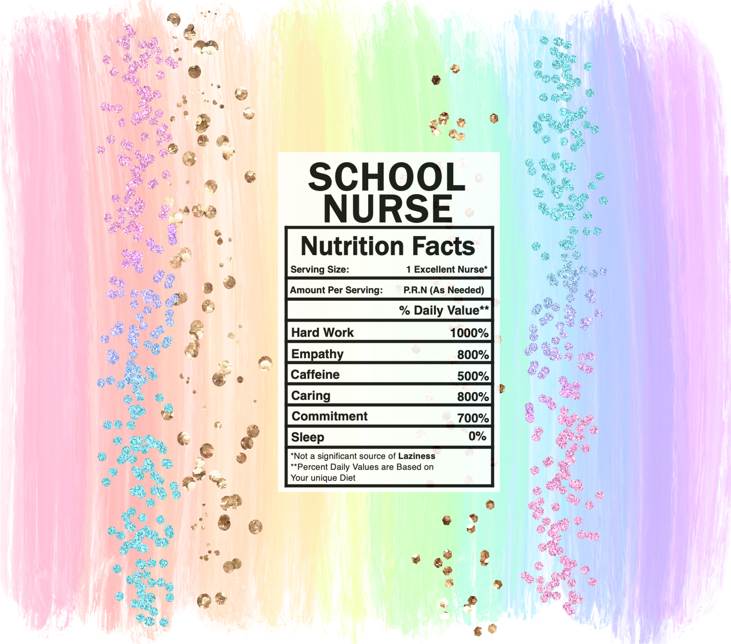 pastel rainbow school nurse nutrition facts svg