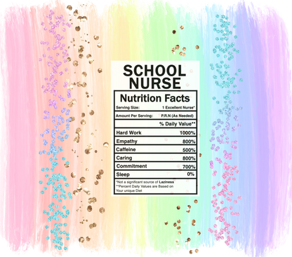 pastel rainbow school nurse nutrition facts svg