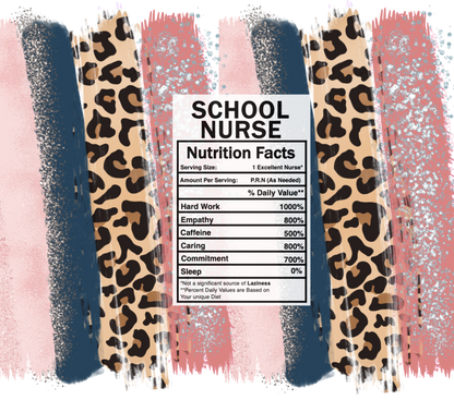 pink leopard school nurse nutrition facts svg