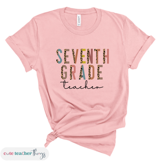 seventh grade teacher half-leopard print tee, teacher ootd, school shirt