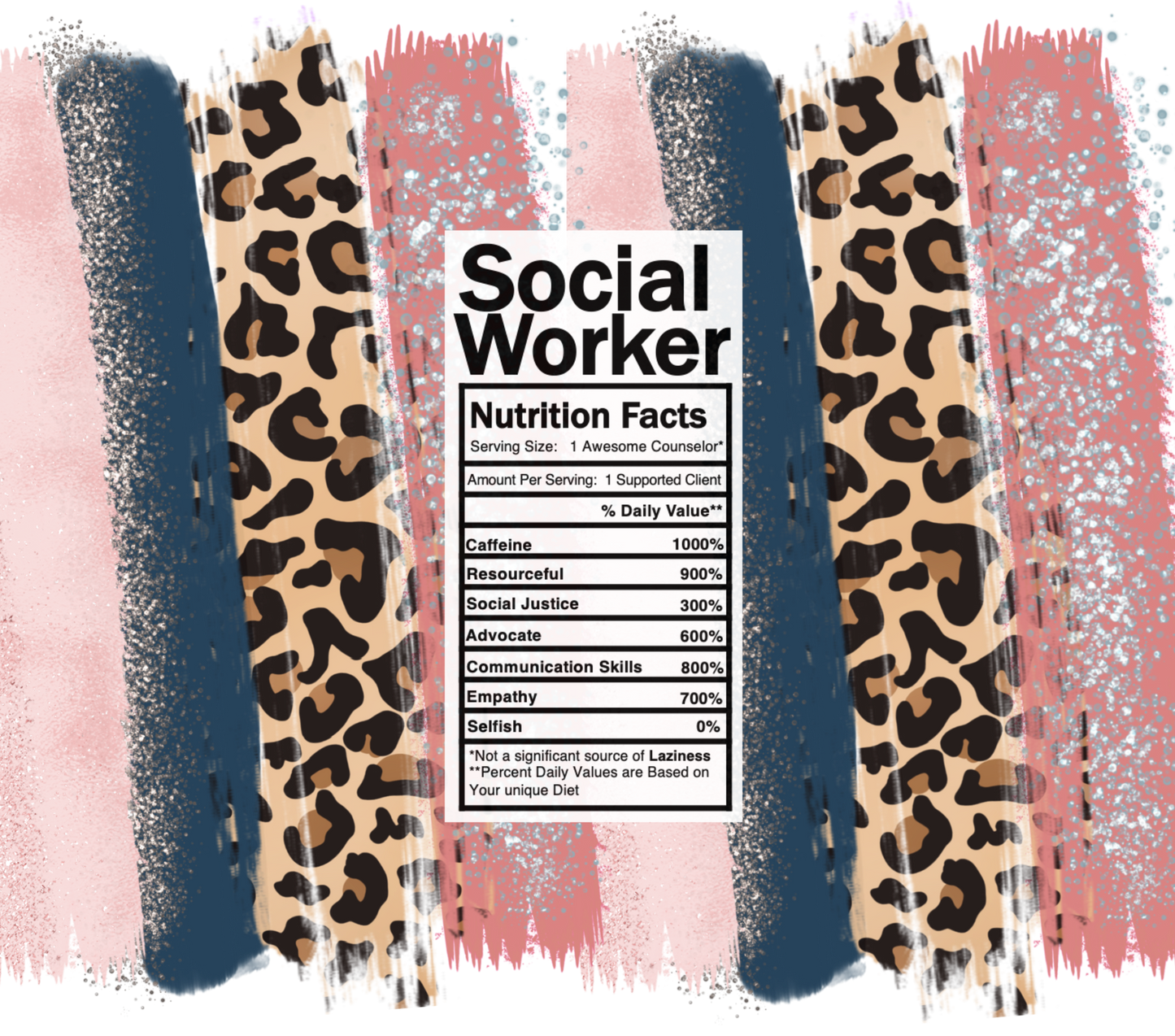 pink leopard social worker nutrition facts svg