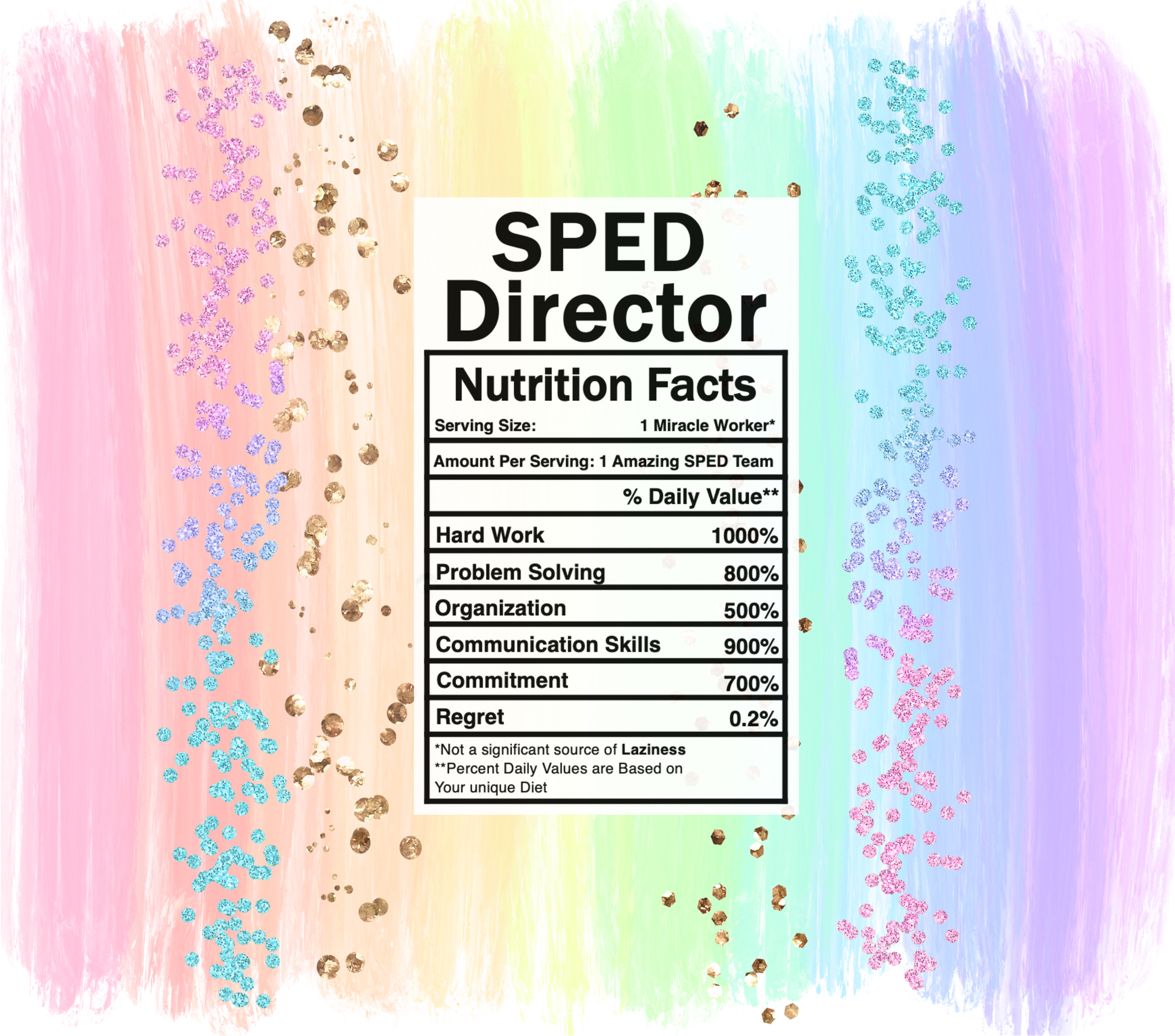 pastel rainbow sped director nutrition facts svg