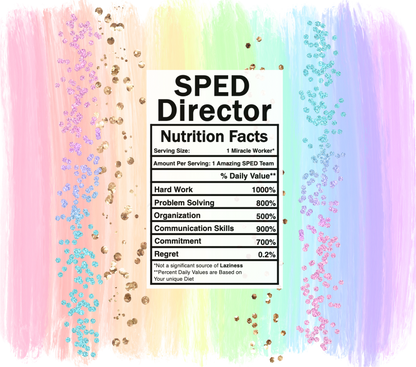 pastel rainbow sped director nutrition facts svg