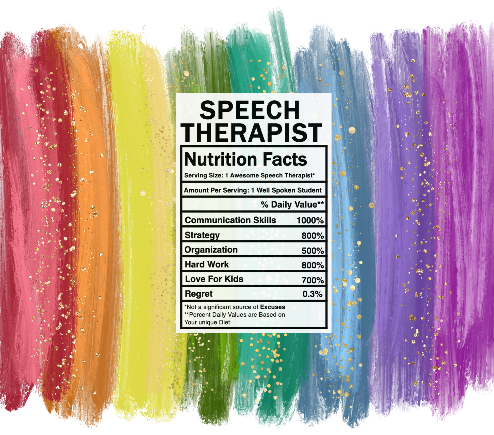 bright rainbow speech therapist nutrition facts svg