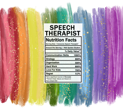 bright rainbow speech therapist nutrition facts svg