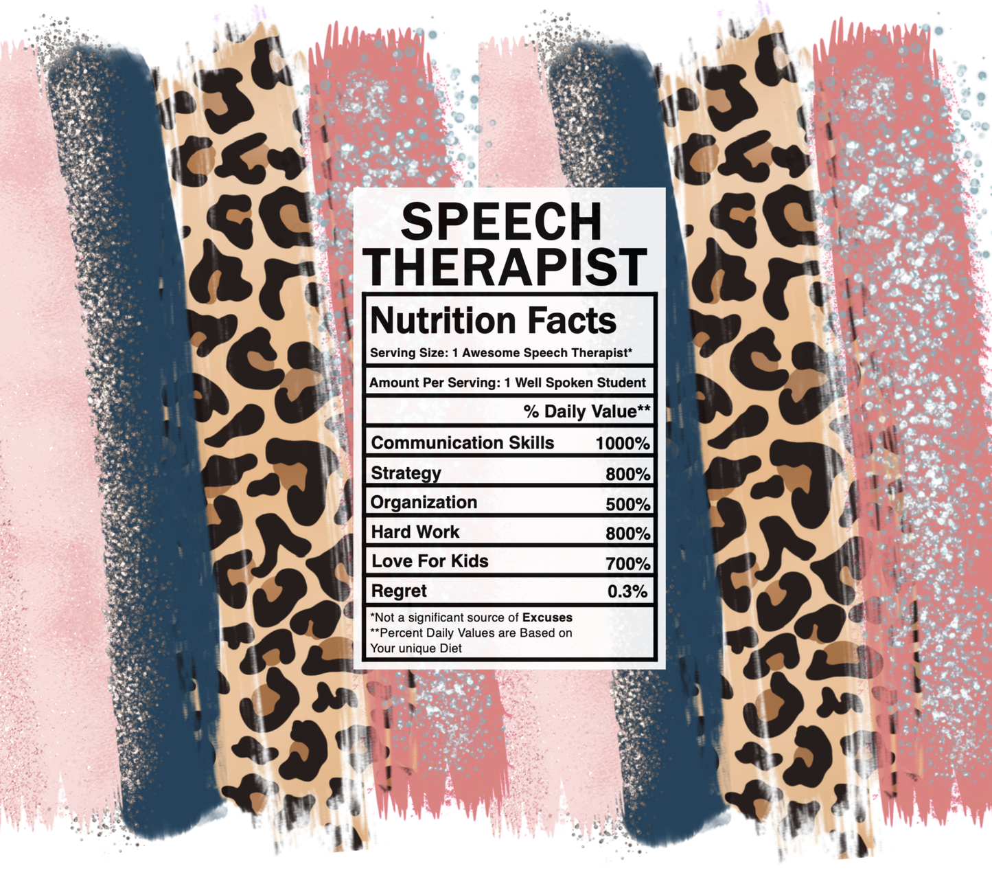 pink leopard speech therapist nutrition facts svg