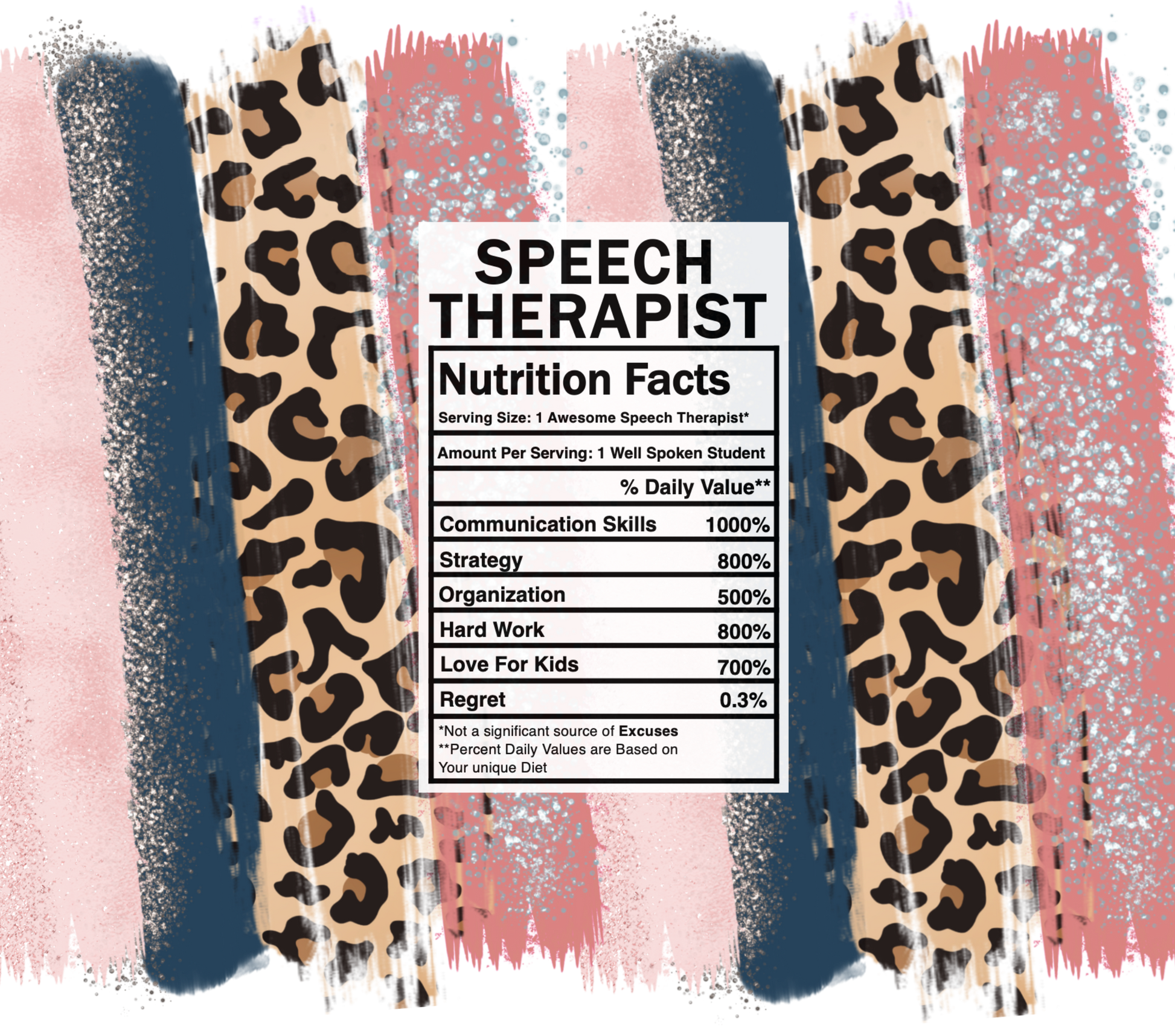 pink leopard speech therapist nutrition facts svg