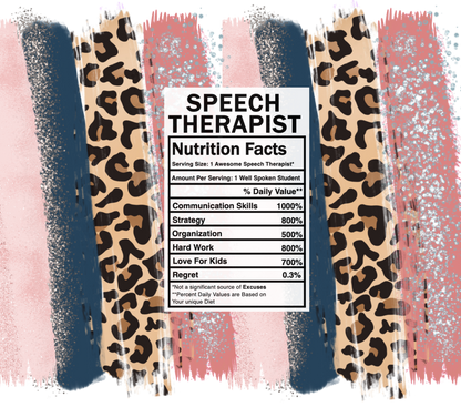 pink leopard speech therapist nutrition facts svg