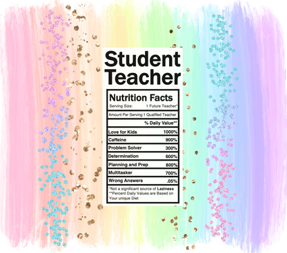 pastel rainbow student teacher nutrition facts svg