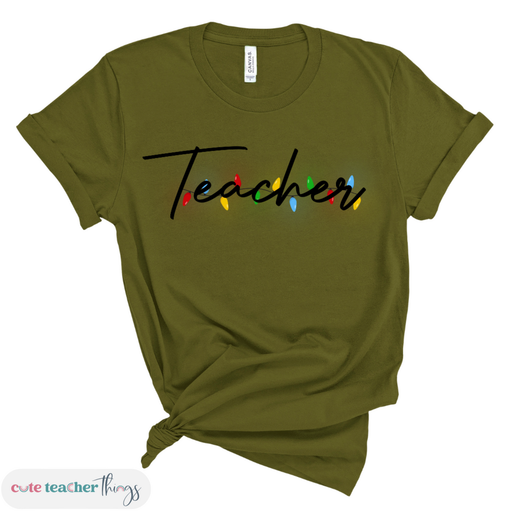 teacher christmas lights design tee, christmas t-shirt