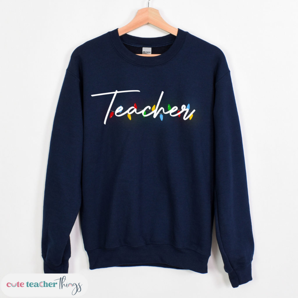 teacher christmas party sweatshirt, heavy blend adult size