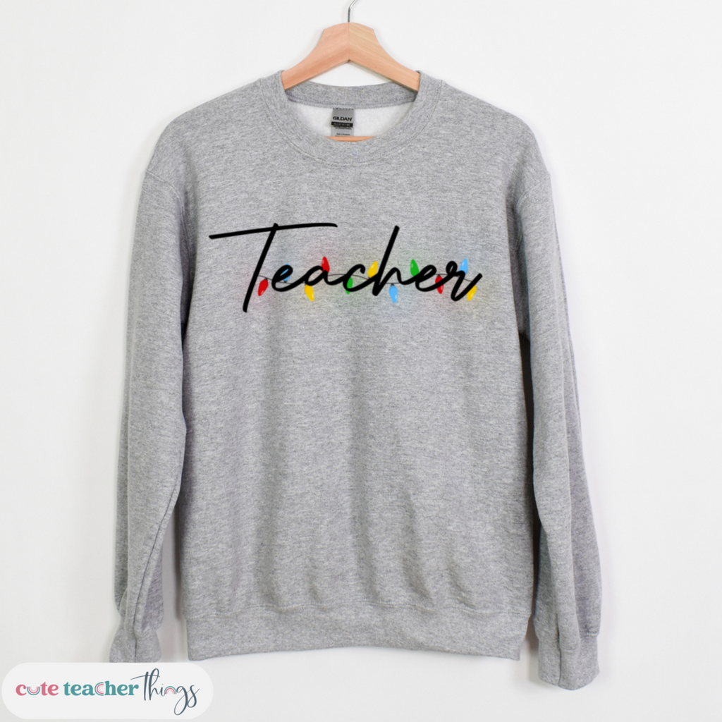 trendy teacher christmas wear, festive design sweatshirt