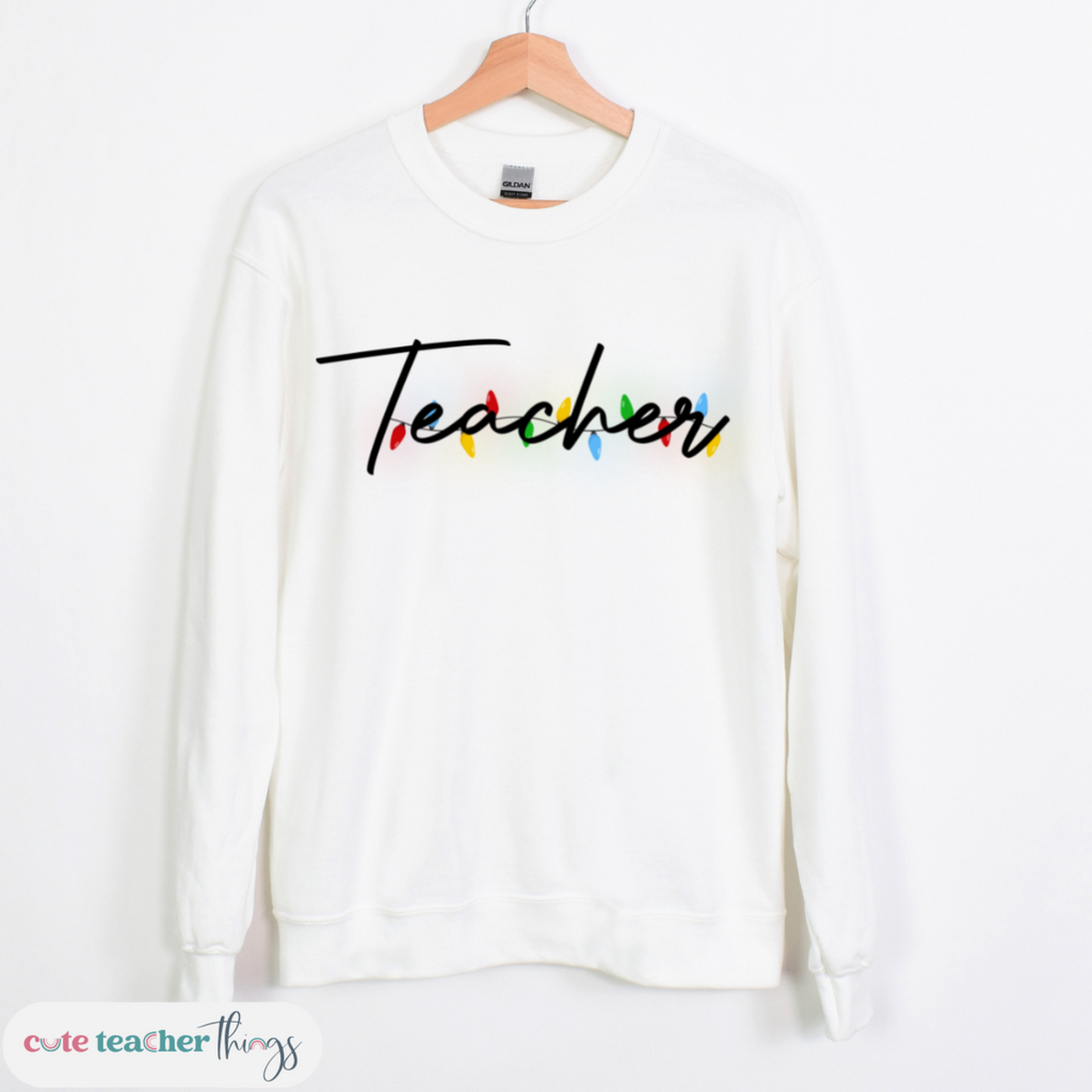teacher christmas lights design, teacher holiday sweater