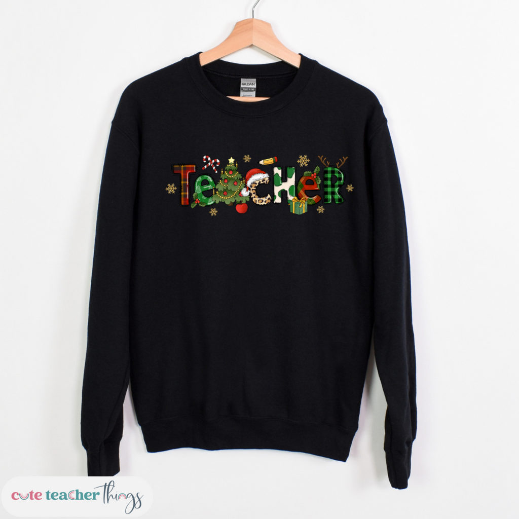 teacher christmas outfit, festive unisex sweatshirt