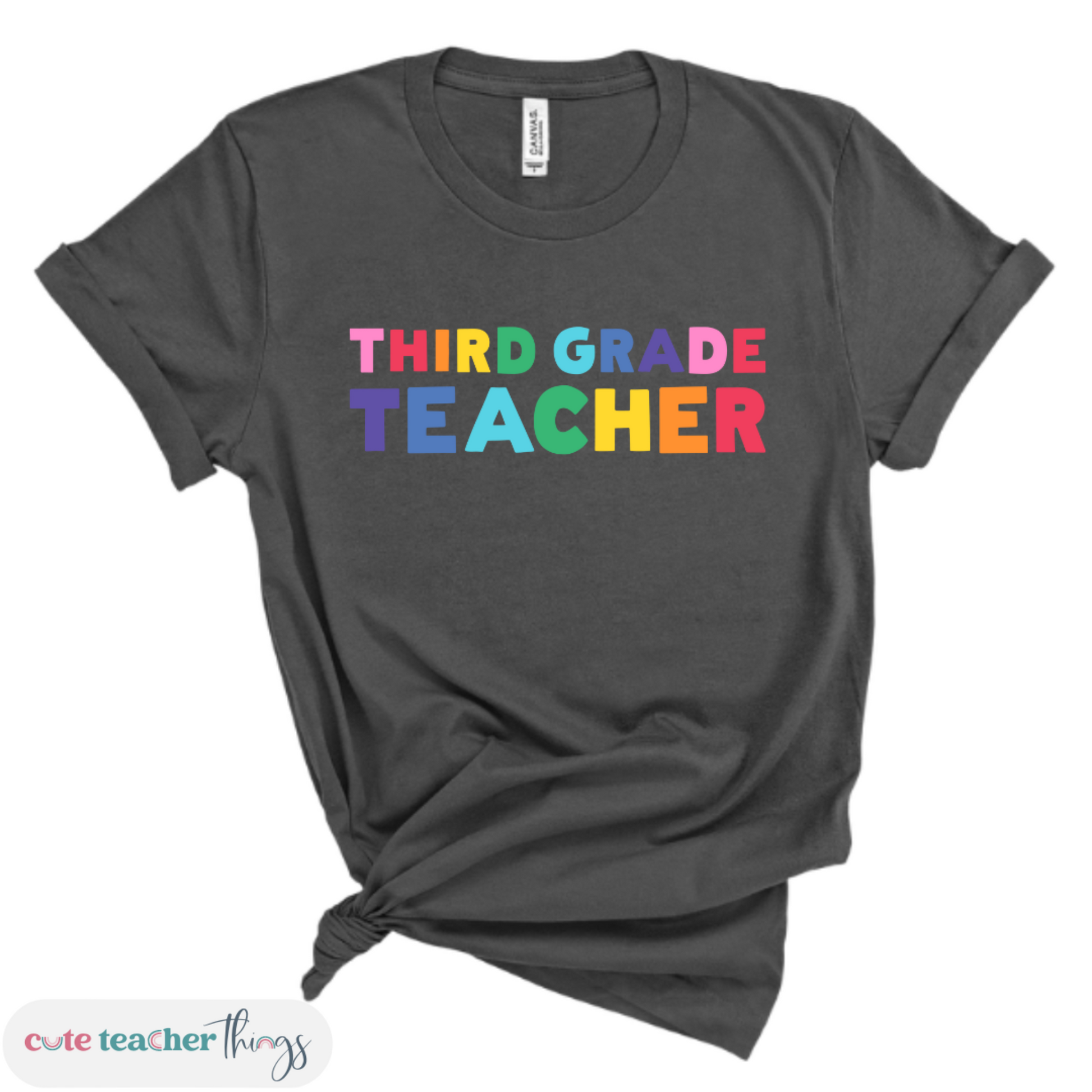 third grade teacher colorful tee, teacher ootd, back to school